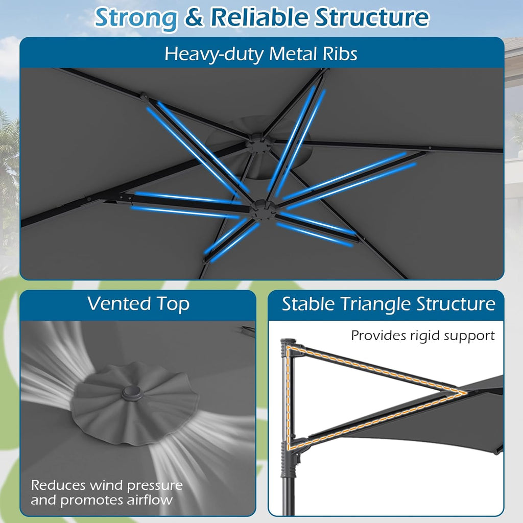 3M Patio Cantilever Umbrella