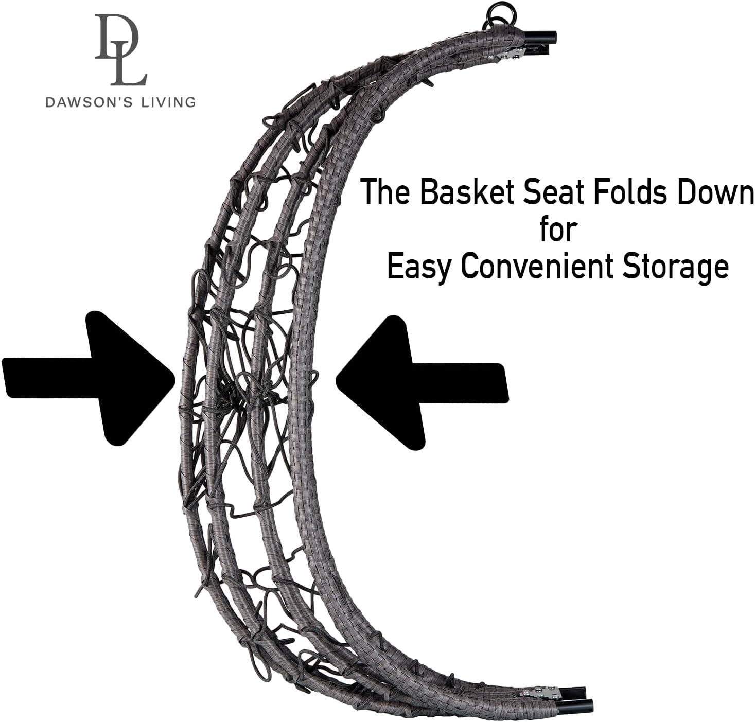 Folding Hanging Egg Chair INCLUDES WEATHERPROOF COVER - Outdoor and Indoor Rattan Weave Swing Chair Hammock - Hanging Chair (Grey with Grey Cushion)