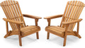 Chairs Set of 2 - Outdoor Acacia Hardwood Garden Chairs &amp; Teak Oil Finish - Durable Weather Resistant Wood for Patio &amp; Deck - Ergonomic Sloped Back - Hudson