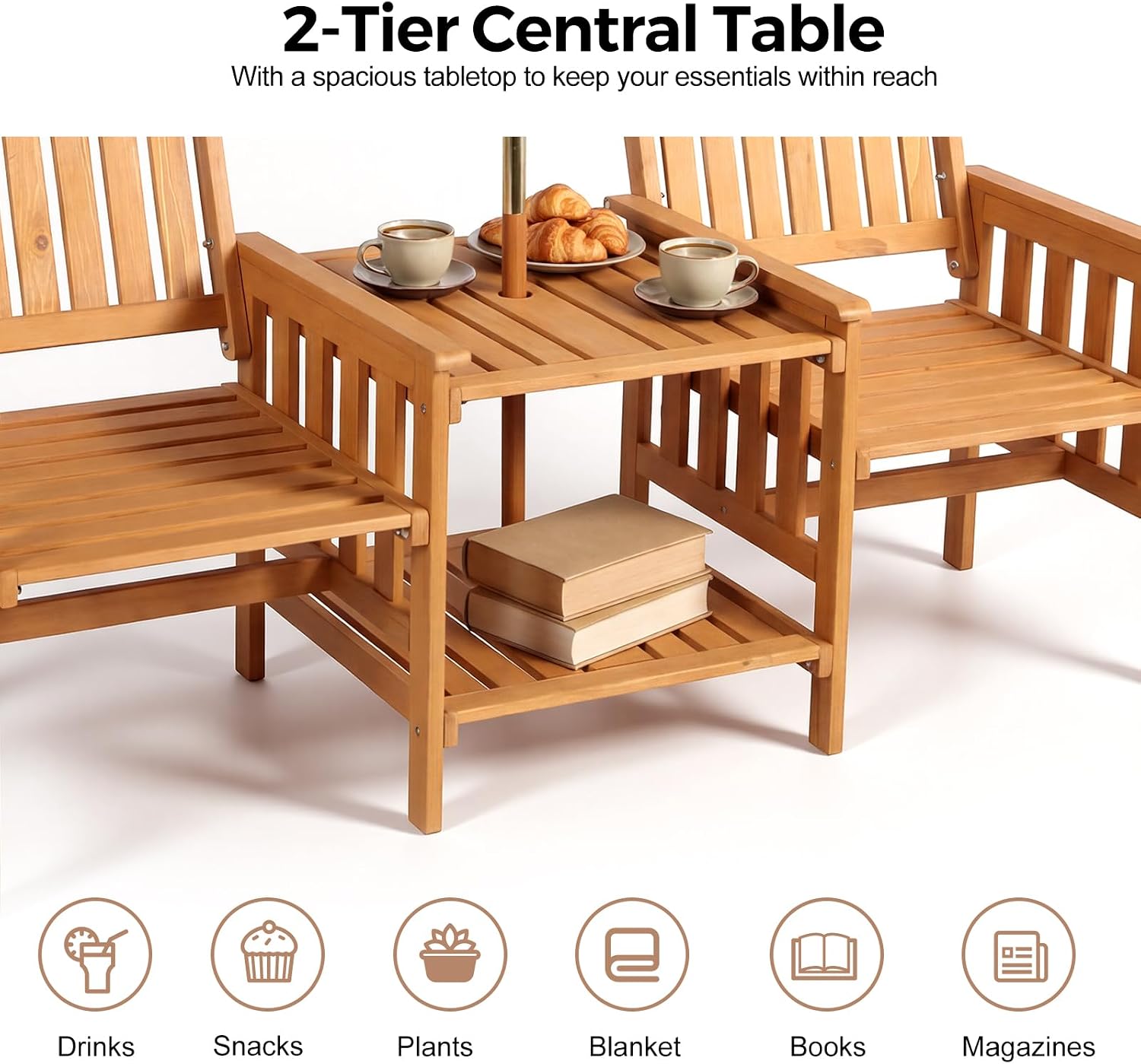 Wooden Outdoor Loveseat