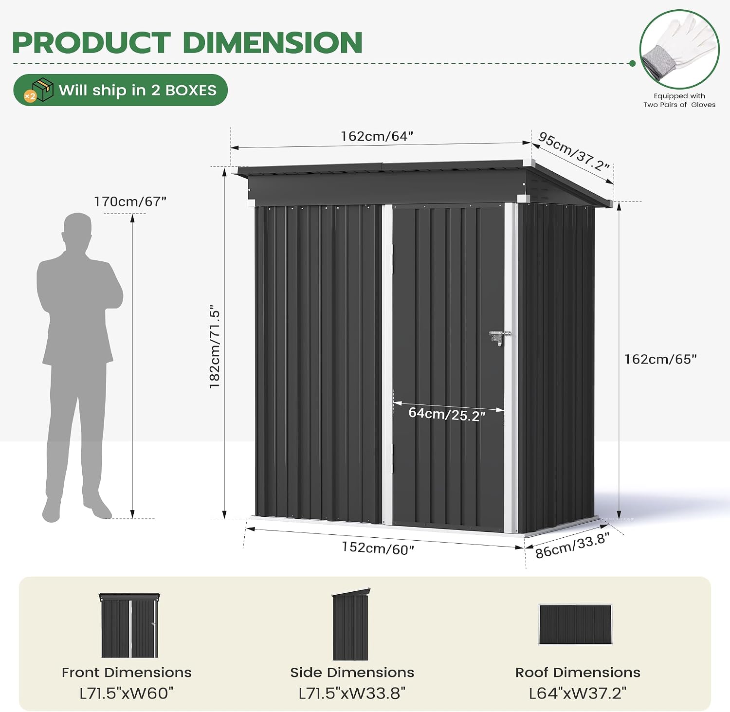 Metal Garden Storage Shed 5x3 ft