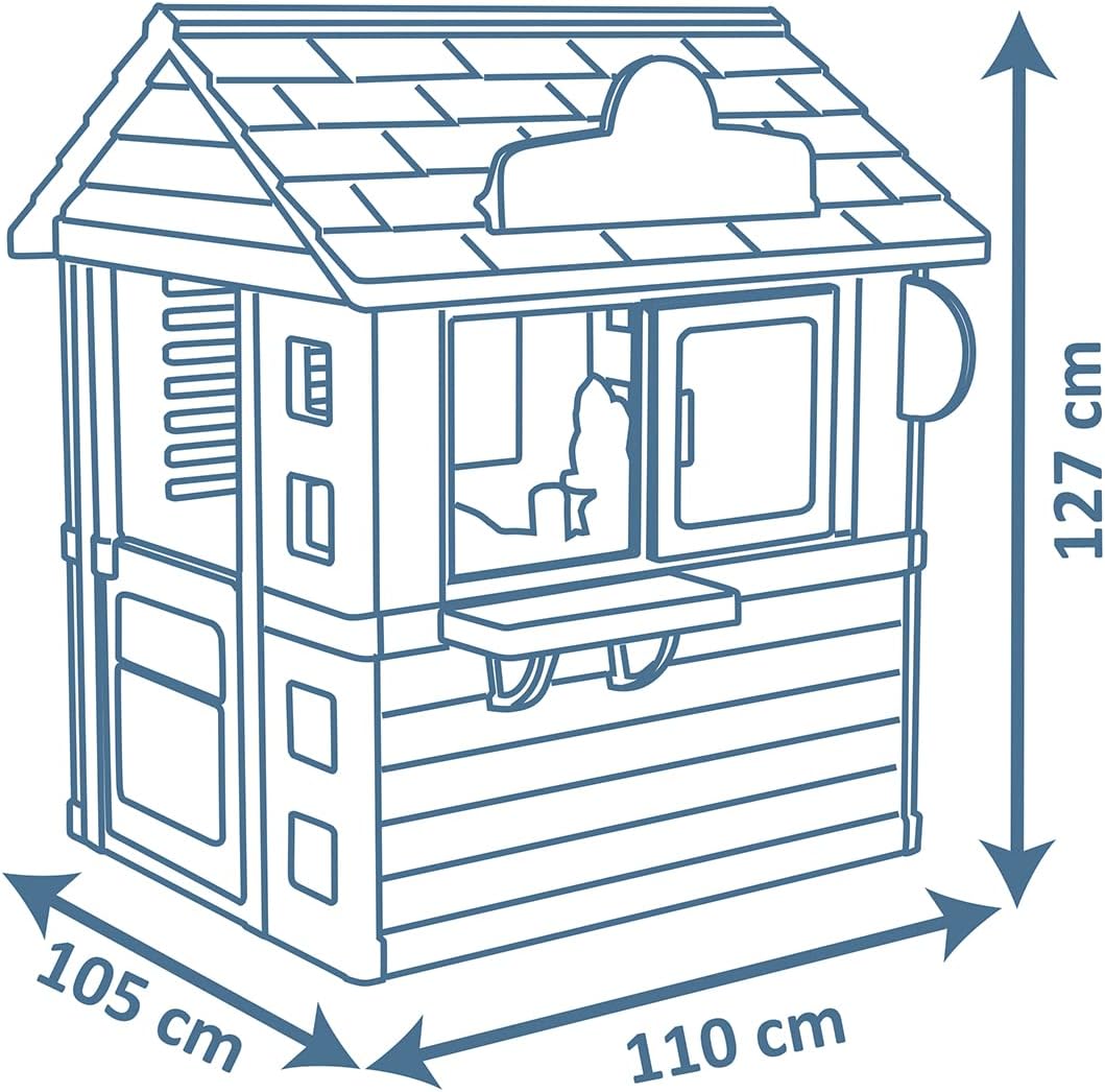 Corner House - Children's Garden Cabin - Snack Theme - Ice Cream Machine - 18 Accessories - Recycled Material - From 2 Years Old - Made in France