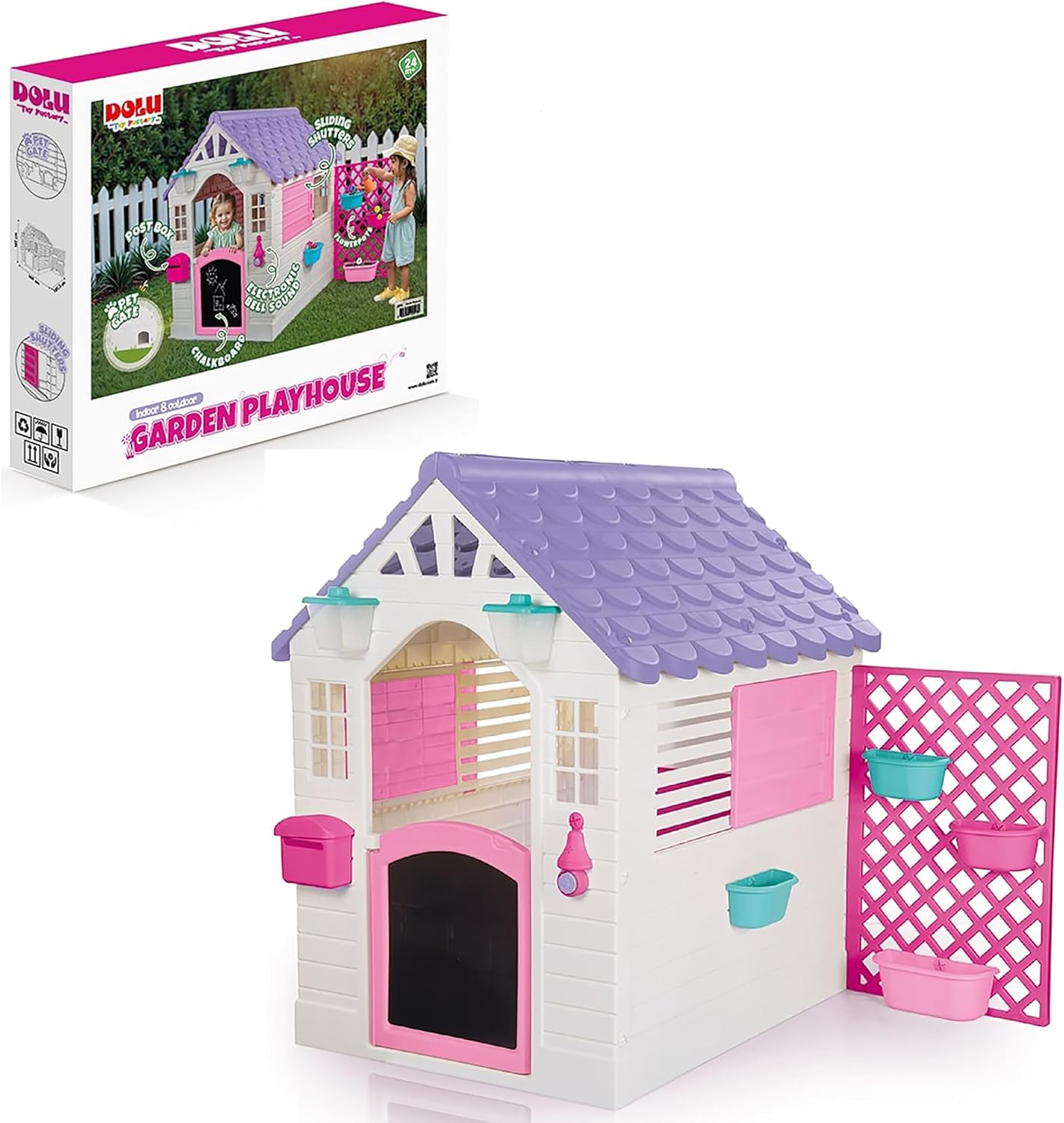 Playhouse with Electronic Doorbell For Children From 2 Years Garden Toy For Kids Garden Toys Playhouse Kids Outdoor Indoor Plastic House Toddler Garden Toys