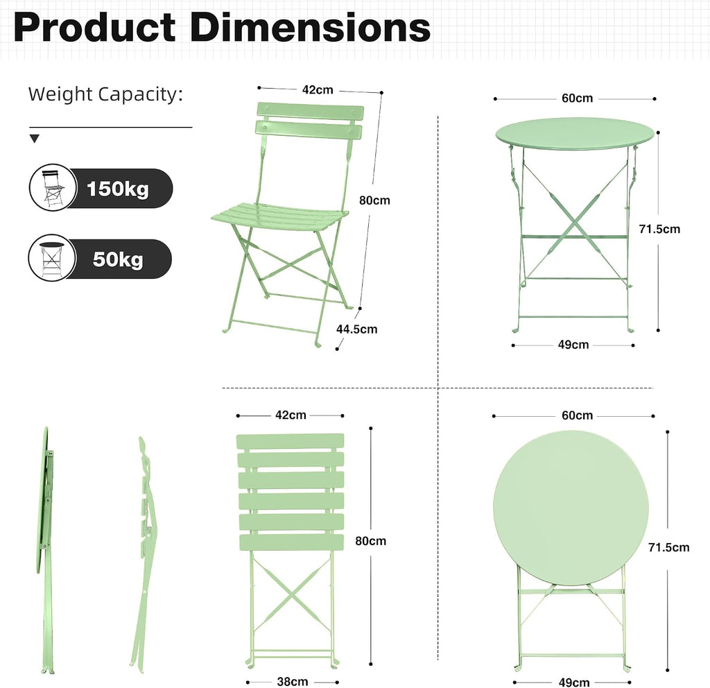Folding Bistro Table and Chairs Set of 2