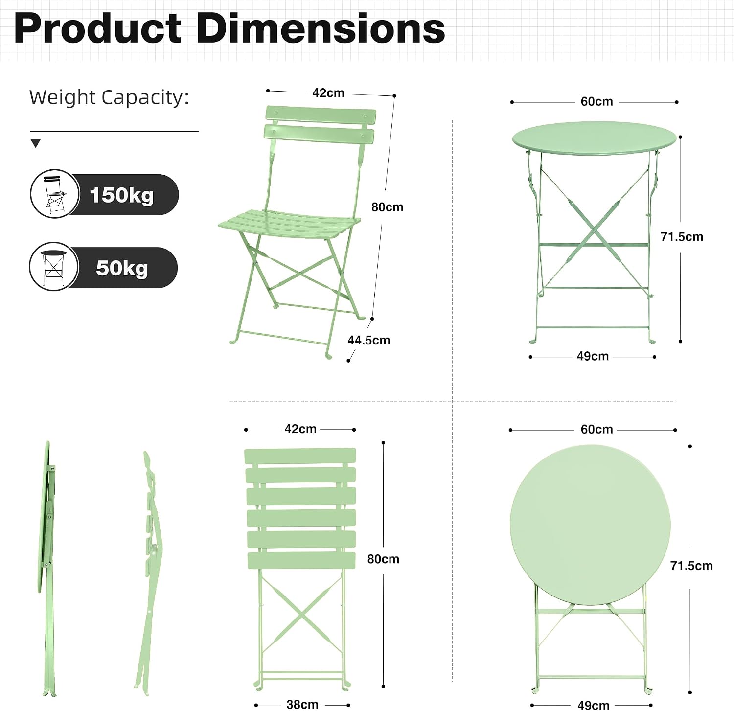Folding Bistro Table and Chairs Set of 2