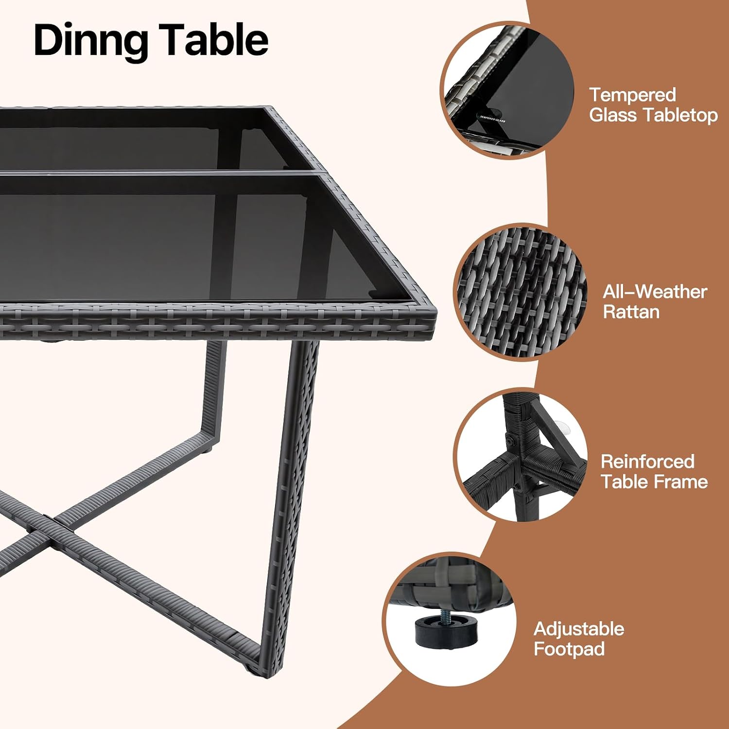 8 Seater Rattan Garden Dining Set with Table