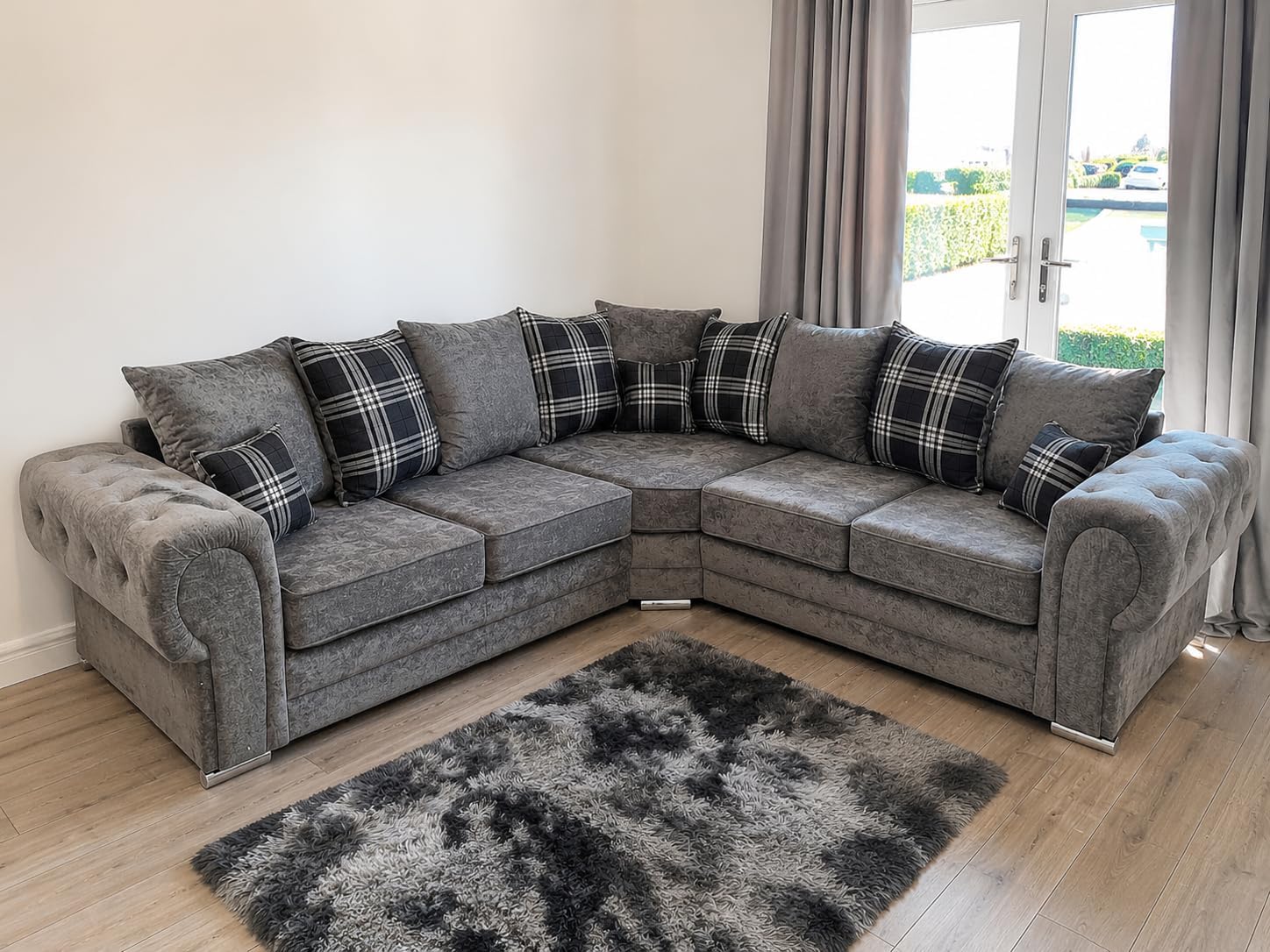 2C2 Corner Sofa Grey Fabric