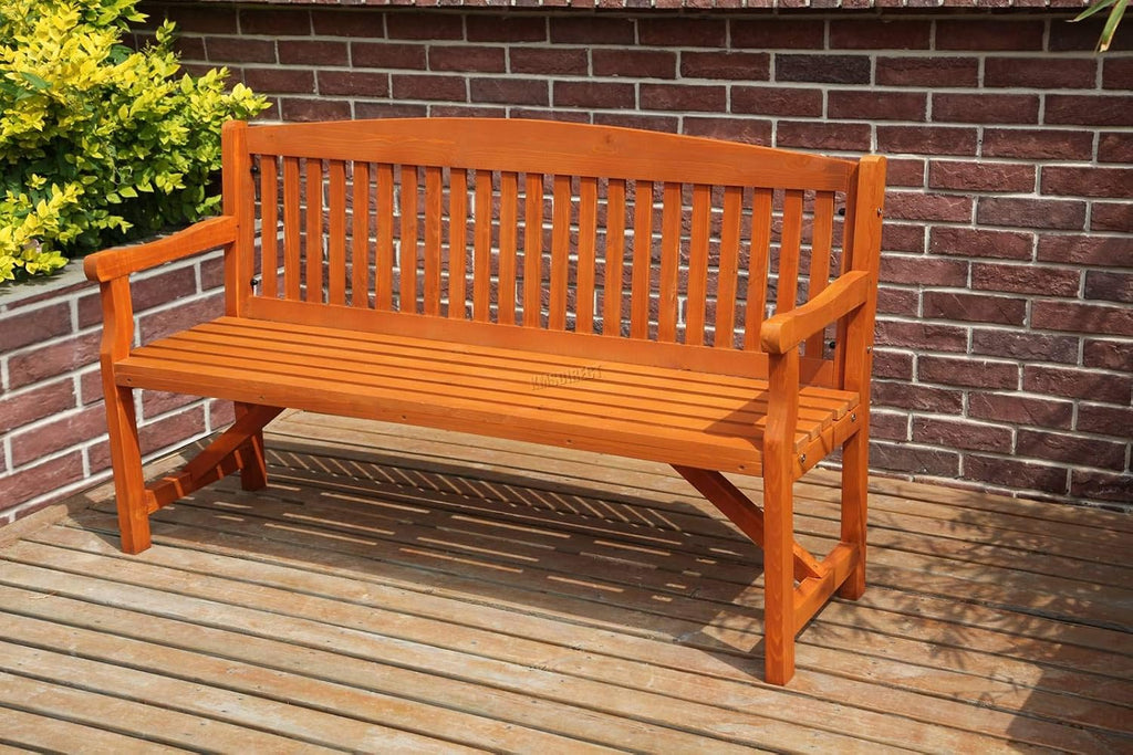 Outdoor Home 3 Seat Chair Garden Porch Bench Indoor Seater Wood Wooden Frame Patio Deck Park Yard Furniture WGB02 Natural