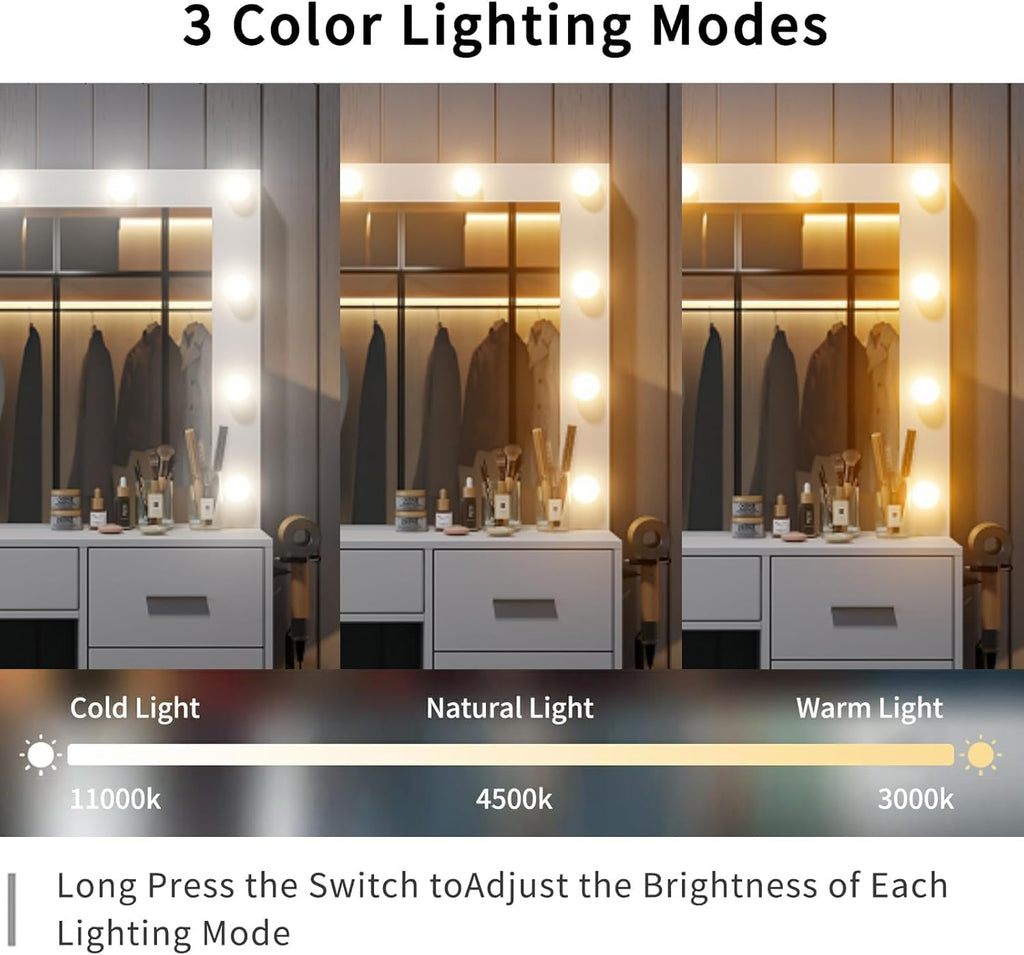 94CM Dressing Table with Mirror &amp; LED Lights