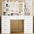 Dressing Table with 3-Color LED Lights Mirror