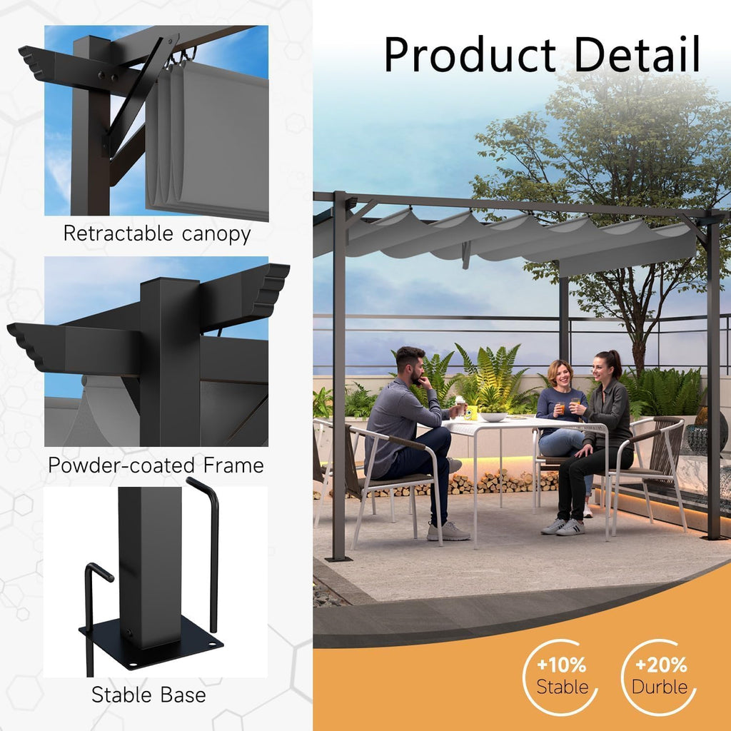 Aluminium Pergola with Retractable Roof Canopy