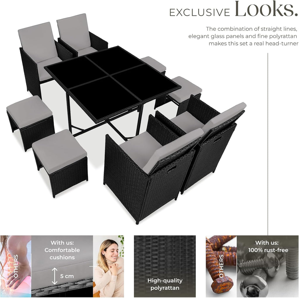 Polyrattan Garden Furniture Set with Aluminium Base