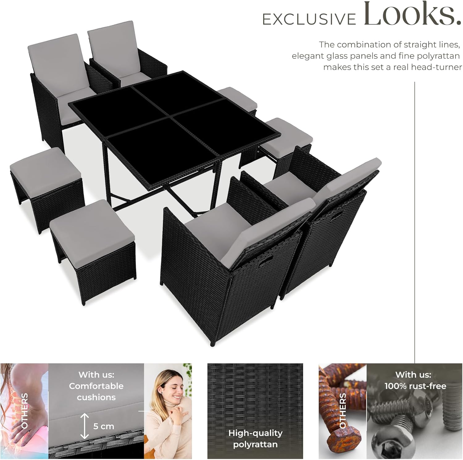 Polyrattan Garden Furniture Set with Aluminium Base