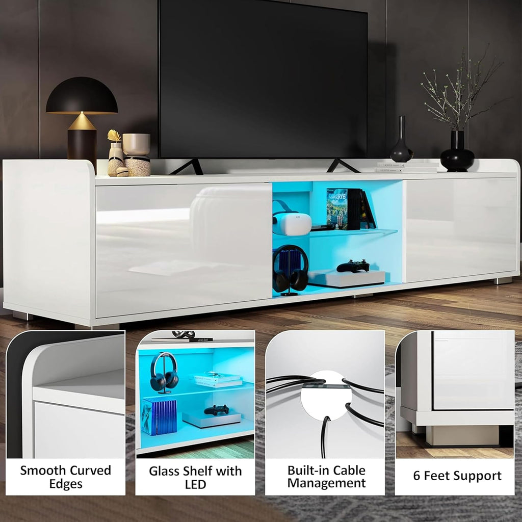 140cm White TV Unit