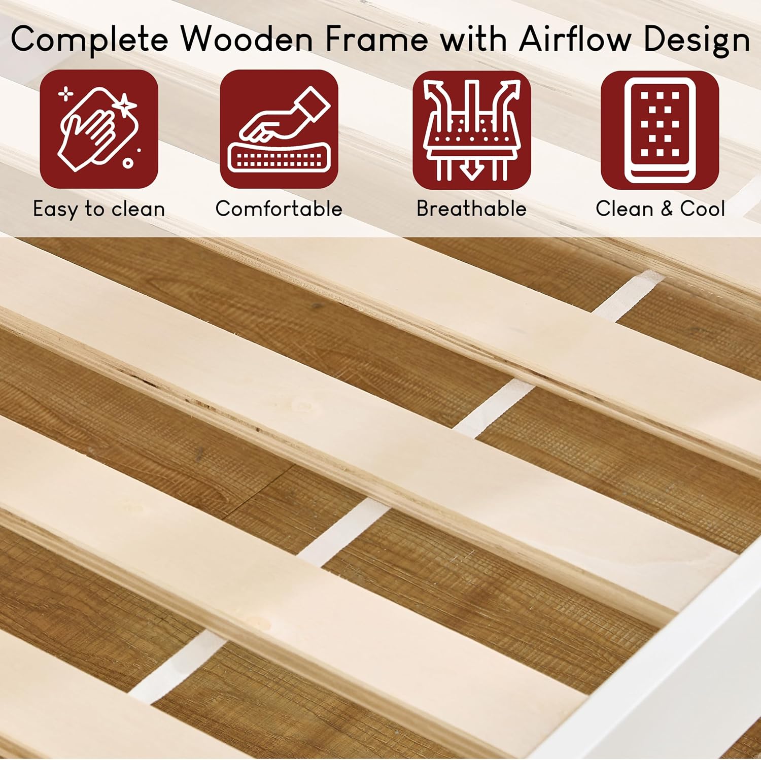 Bed Detachable Kids Children Single 3ft Bed Frame Pine Wood (White)