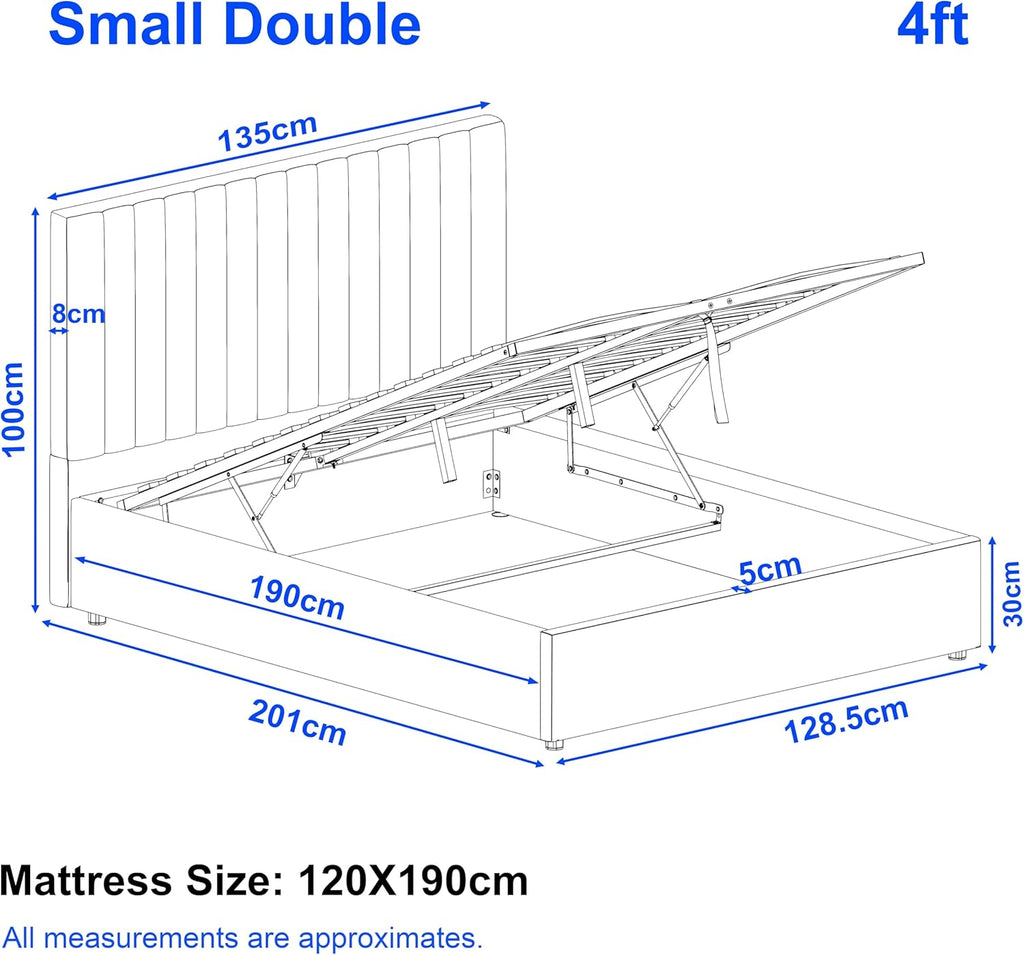 Ottoman Bed Frame Gas Lift Up Storage Bed