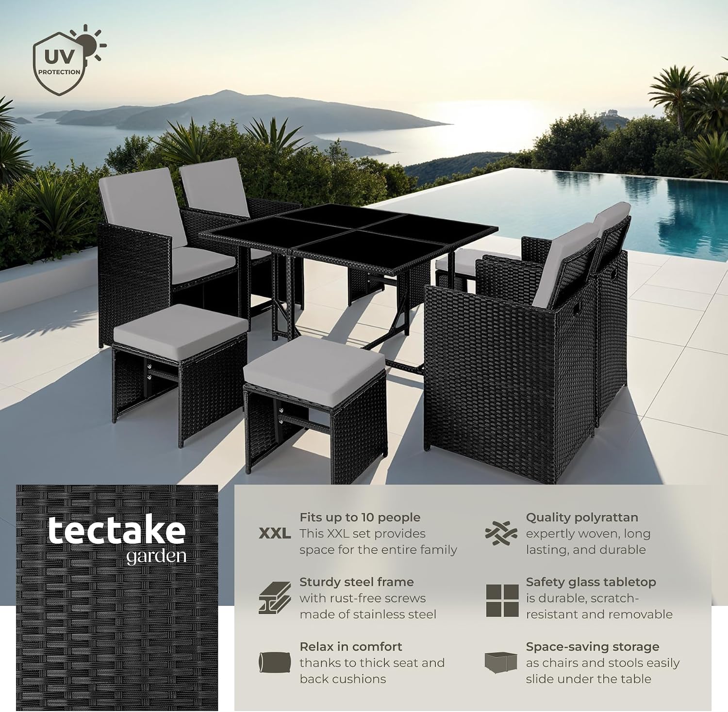 Polyrattan Garden Furniture Set with Aluminium Base