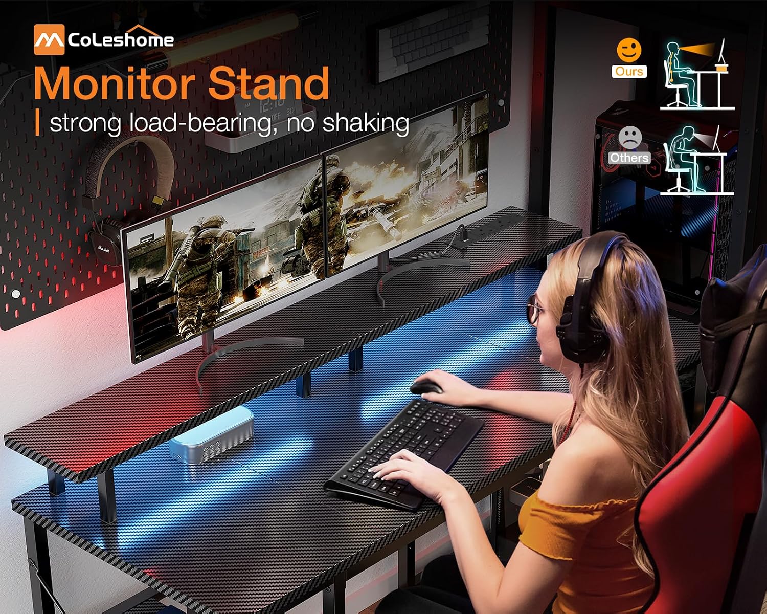 Gaming Desk with LED Lights