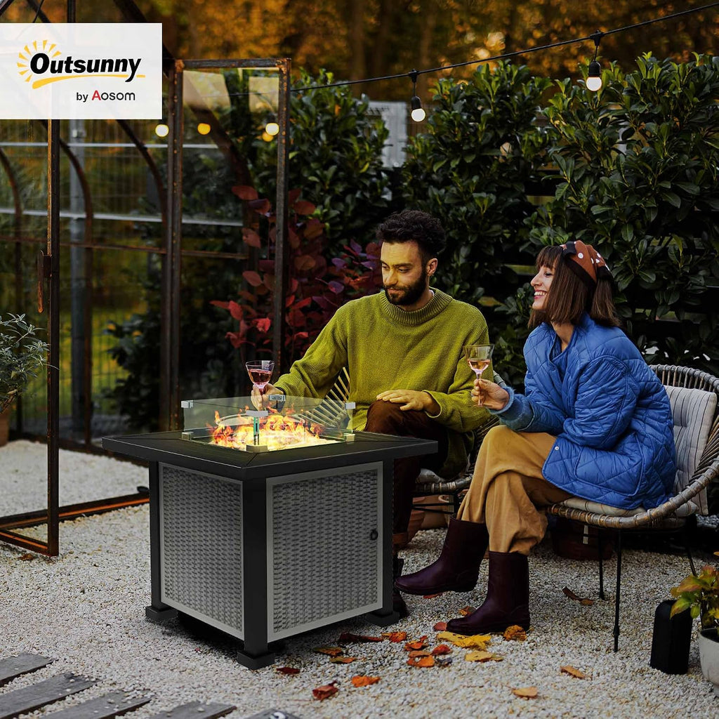 Square Propane Gas Fire Pit Table