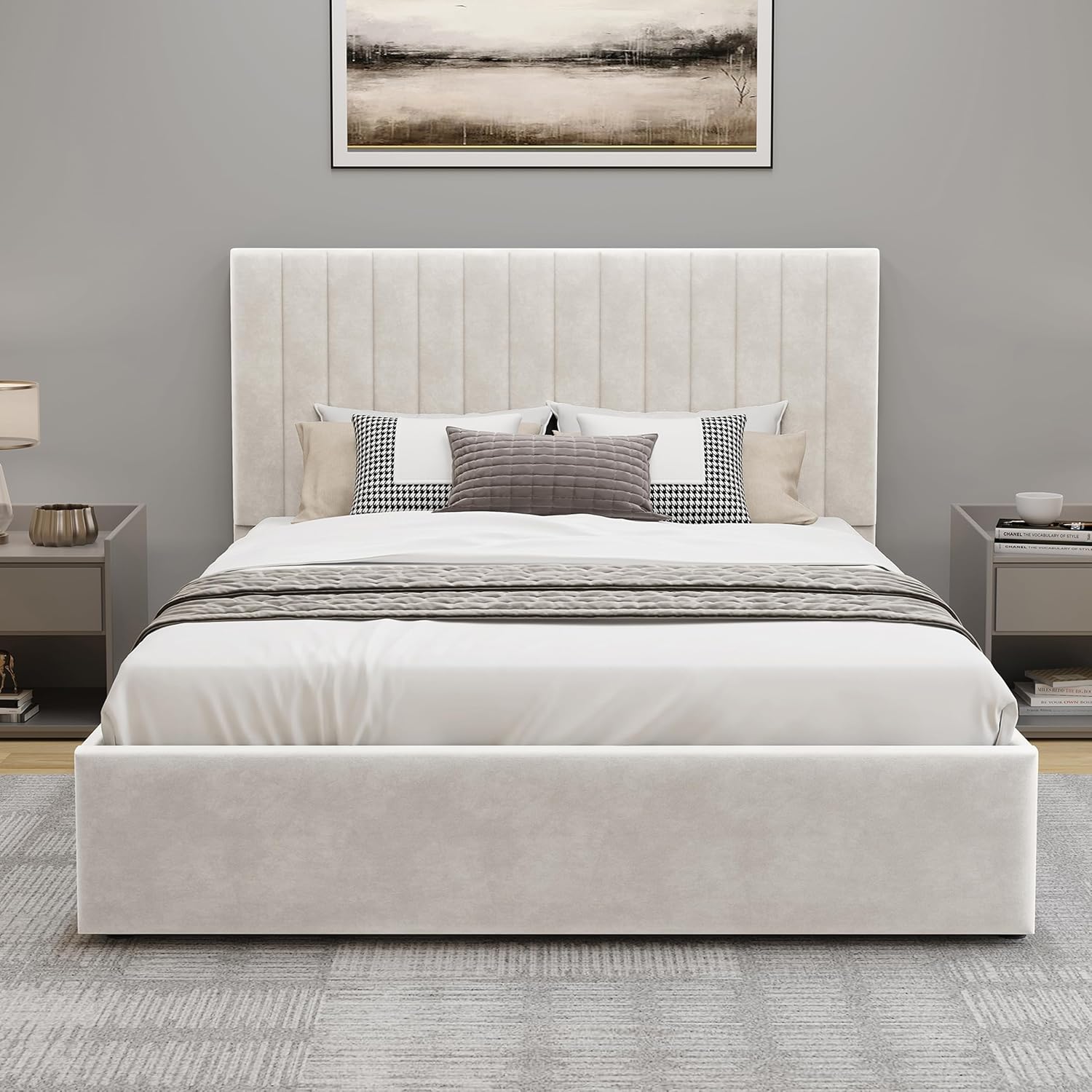 Ottoman Bed Frame Gas Lift Up Storage Bed