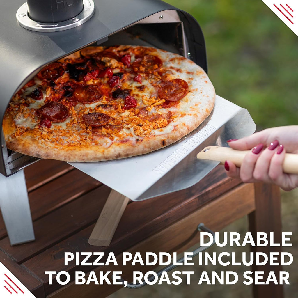 Outdoor 12 Inch Wood Pellet Portable Wood Fired Pizza Oven Black with Paddle and Carry Bag
