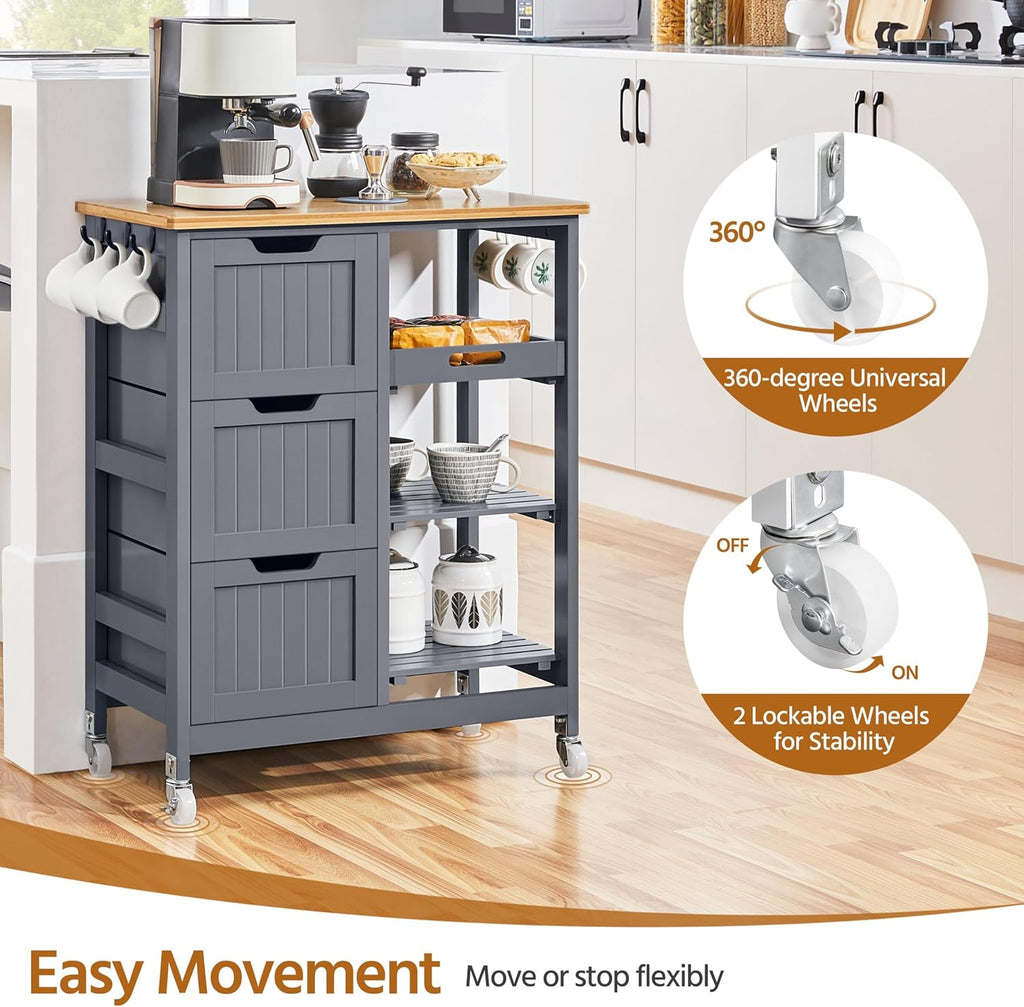 Kitchen Storage Trolley on Wheels