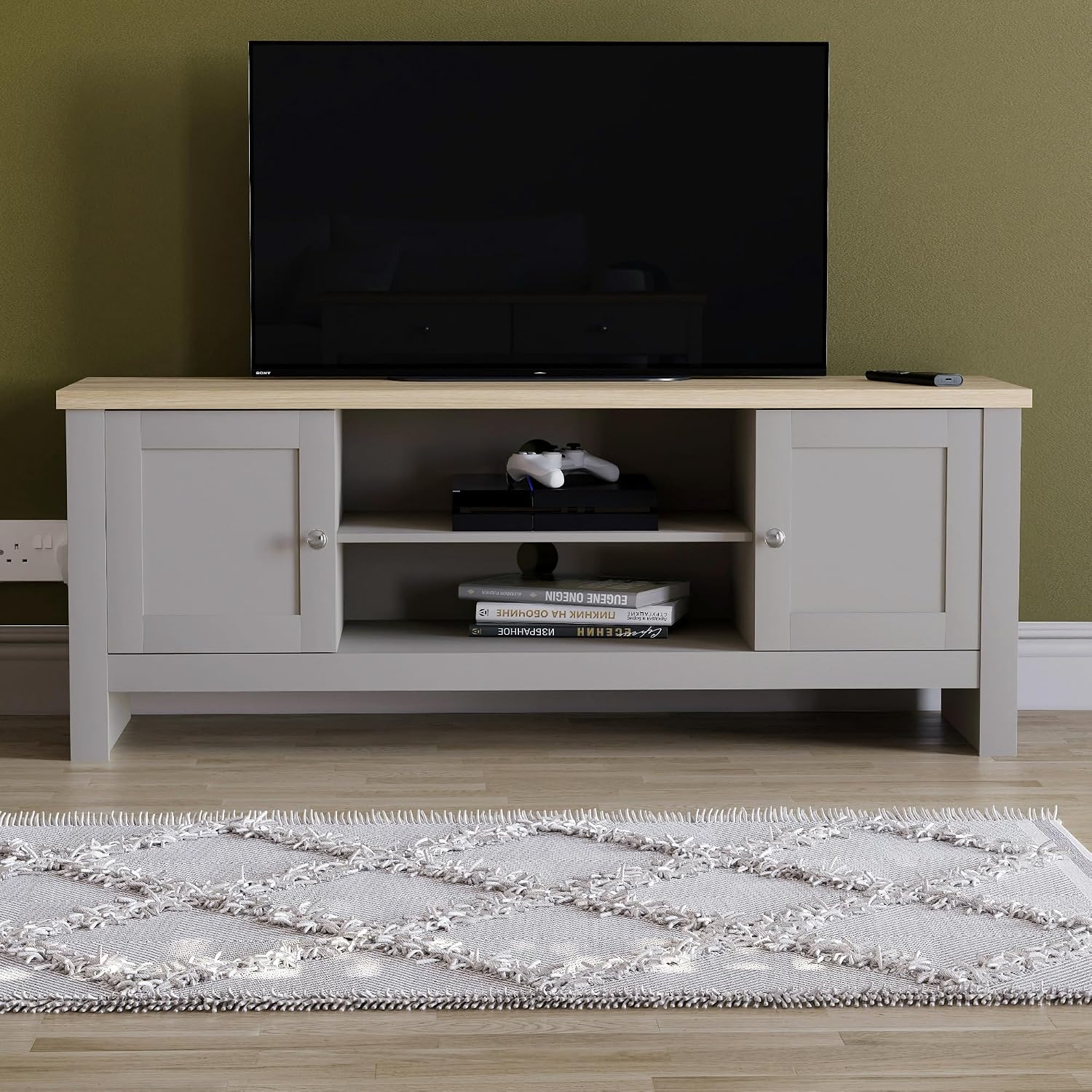 TV Unit Cabinet Stand Sideboard Entertainment Living room (Grey