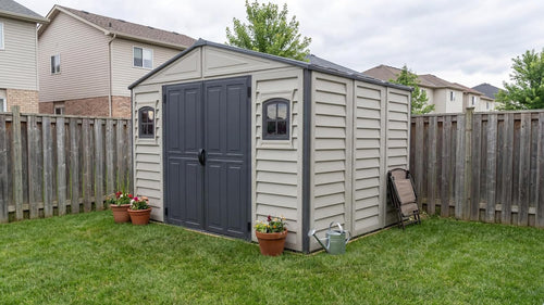 10.5 x 8 (8.02 m2) Plastic Garden Shed with Metal Foundation Kit and 2 Fixed Window