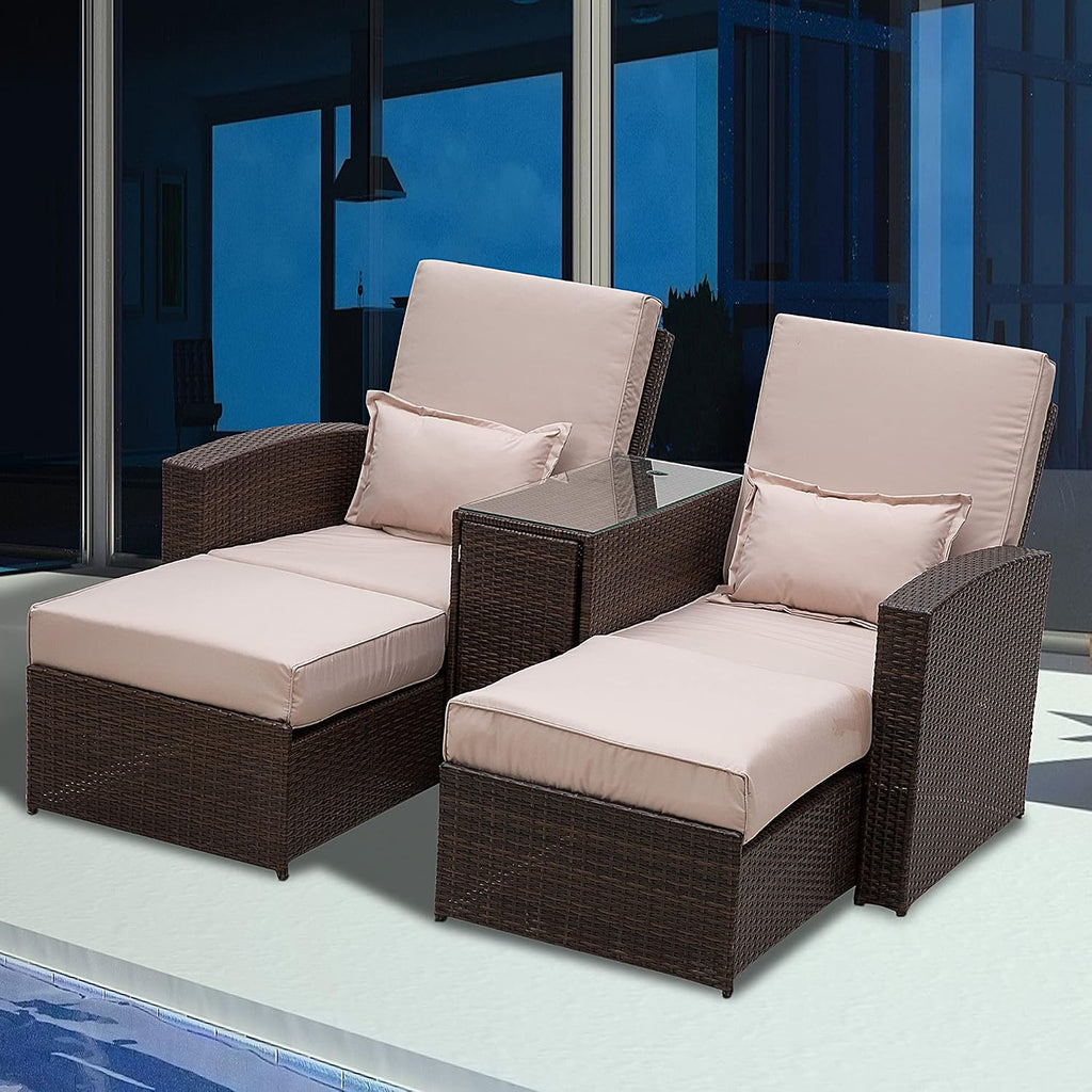 Double Rattan Sun Lounger