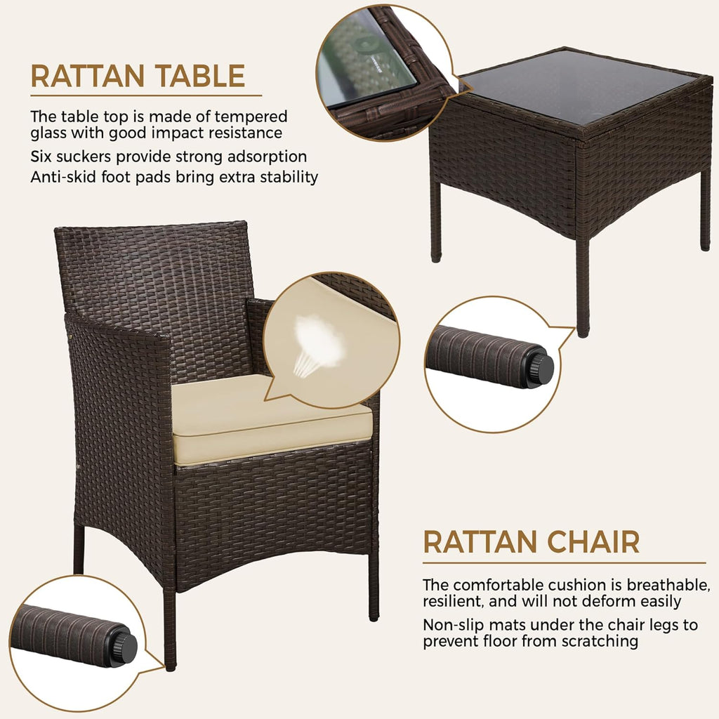 3-Piece Rattan Garden Set