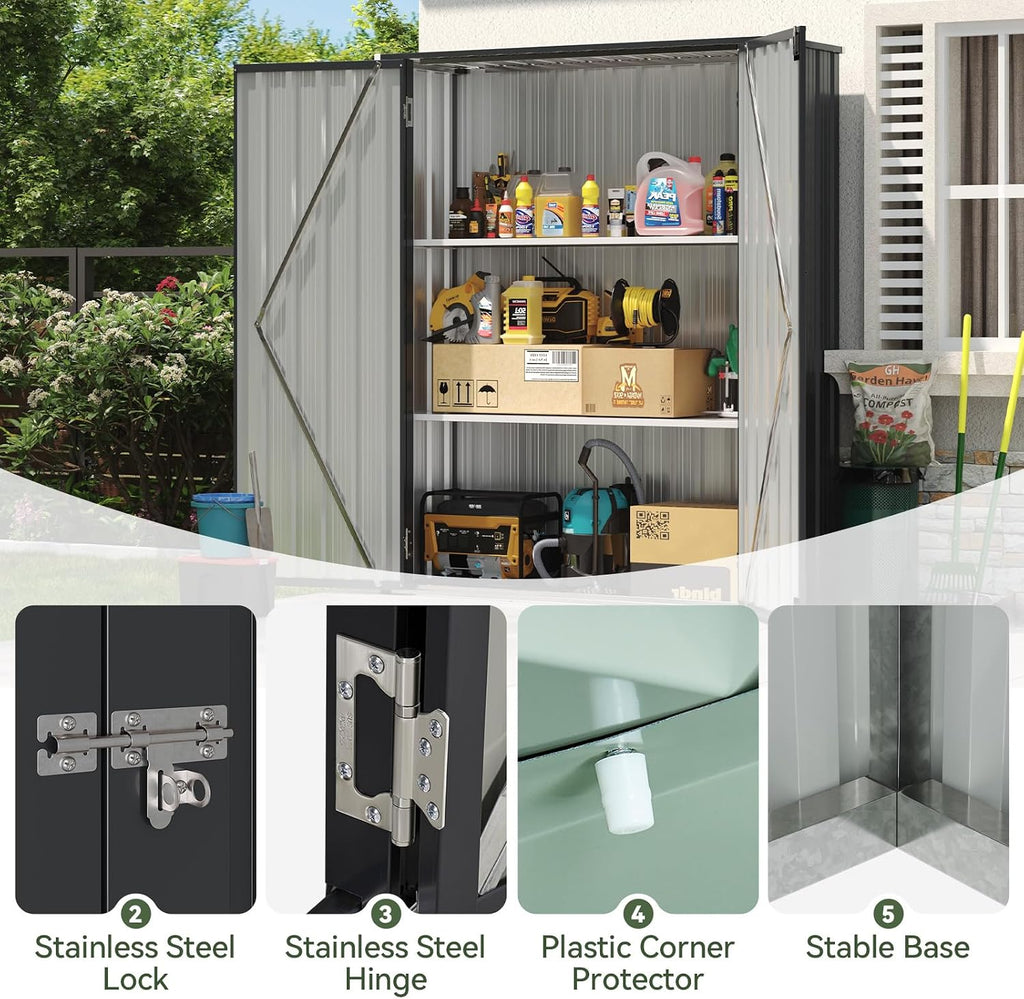 5×1.5ft Garden Storage Cabinet with 2 Adjustable Shelves
