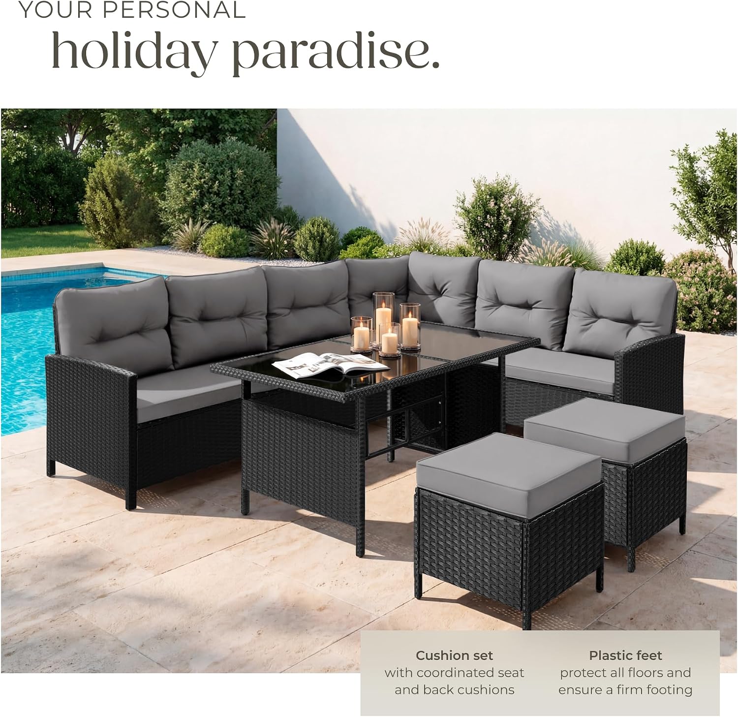 8-Seater Rattan Garden Furniture Set - Modular Garden Sofa