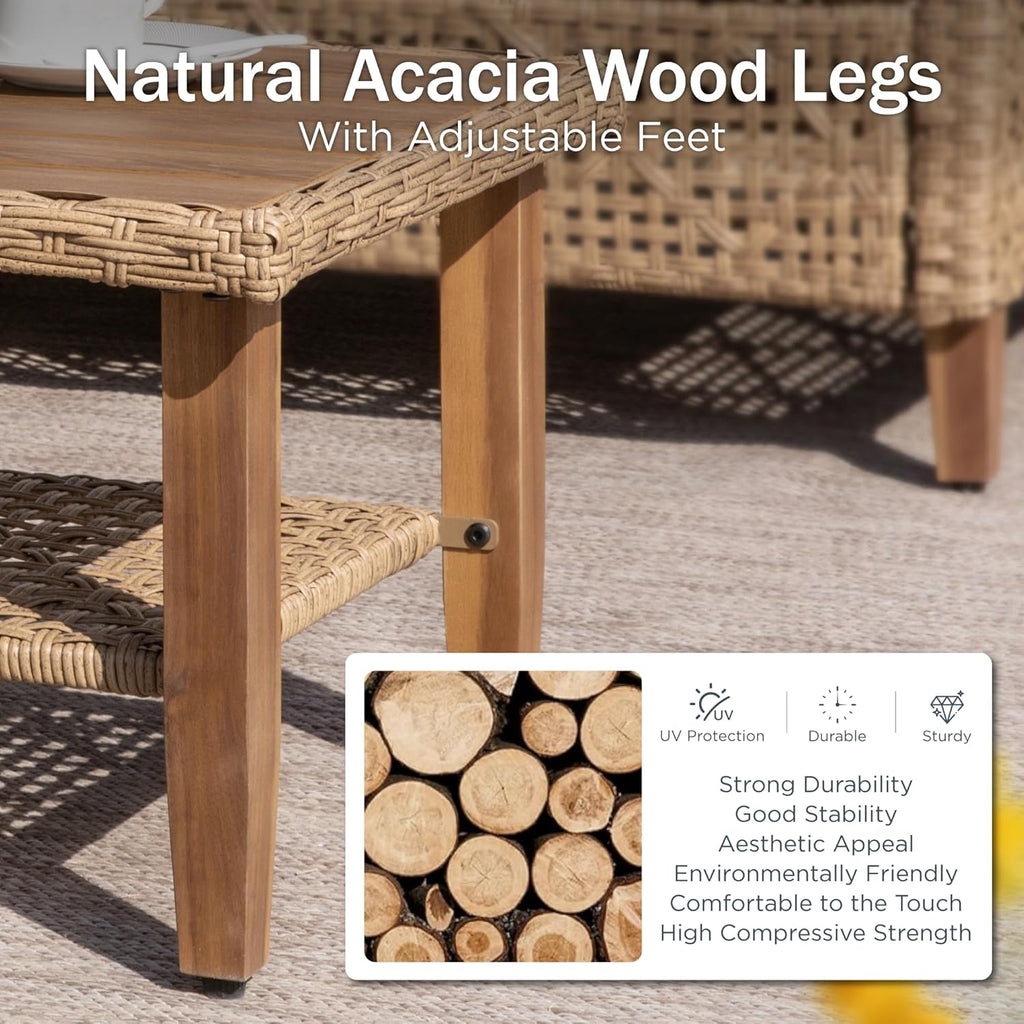 5 Pieces Rattan Garden Furniture Set with Outdoor Coffee Table
