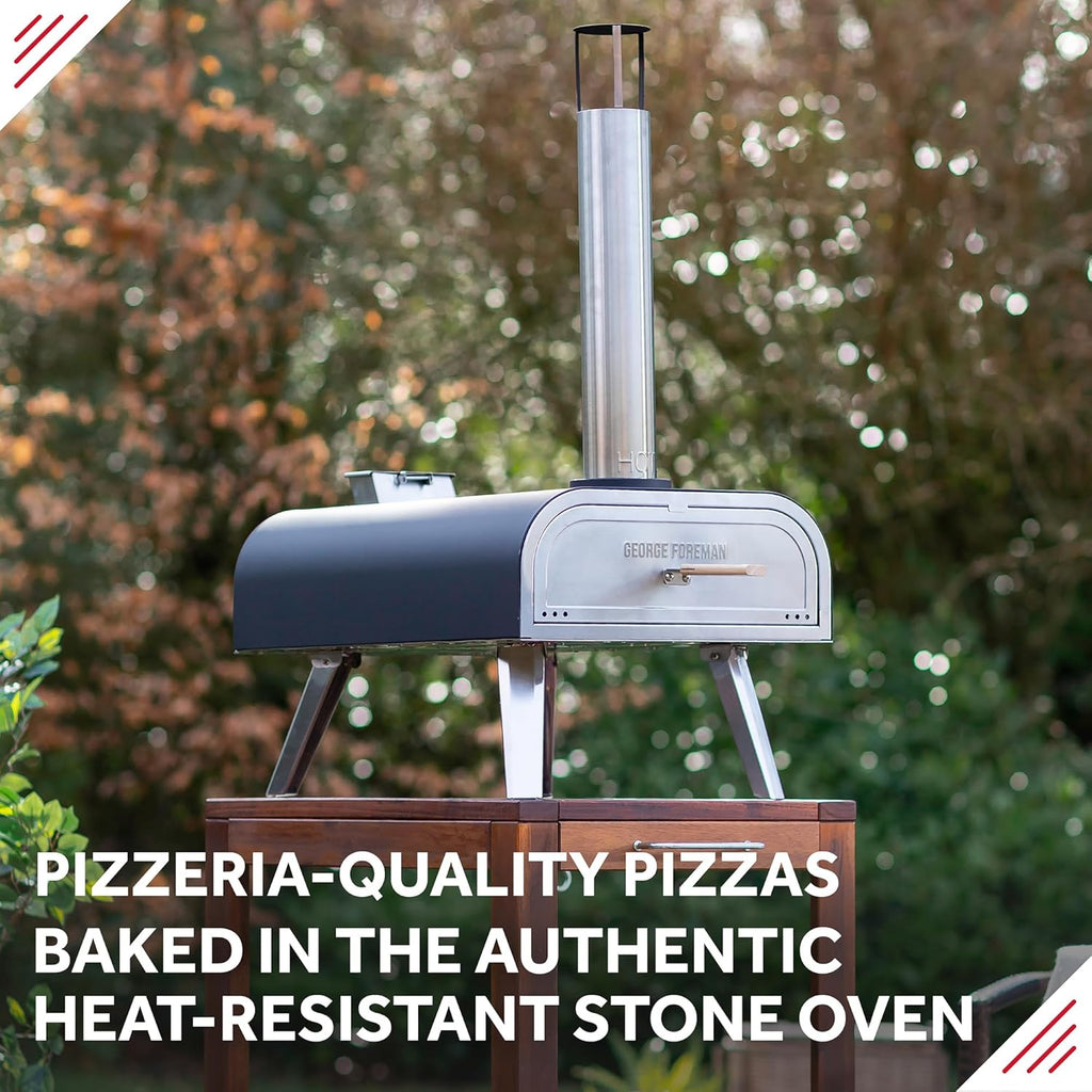 Outdoor 16 Inch Wood Pellet Portable Wood Fired Pizza Oven Black with Paddle and Carry Bag