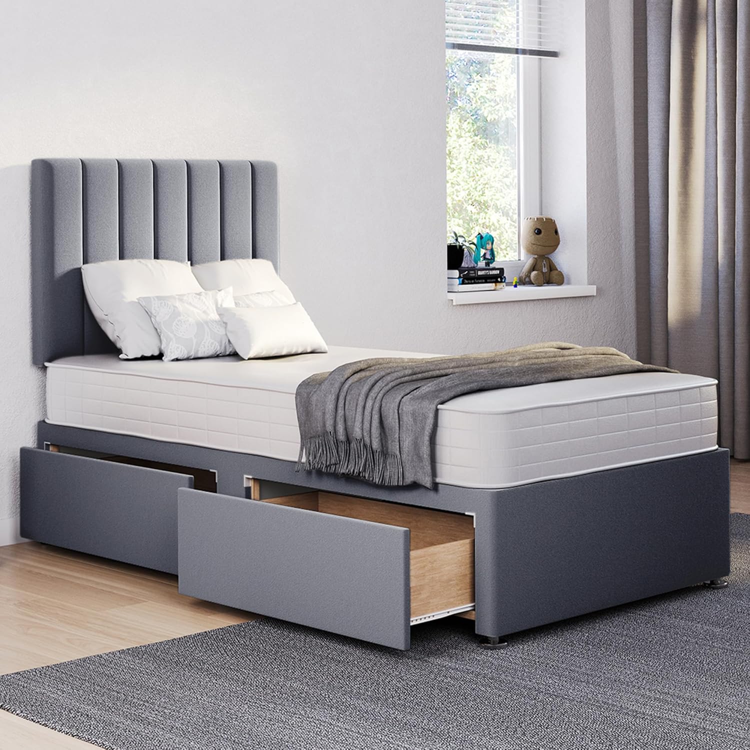 3FT Single Bed with Mattress and storage drawers (x2)