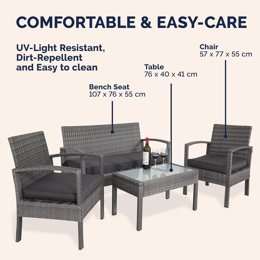 4 Piece Rattan Garden Furniture Set