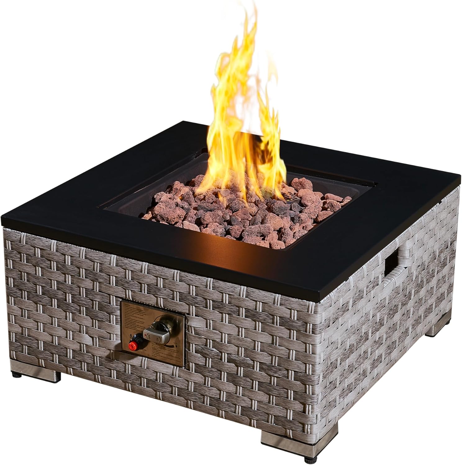 Outdoor Rattan Gas Fire Pit Table