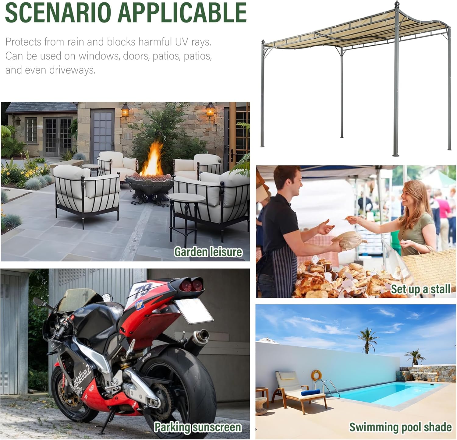 2.9 x 2.5m Pergola Gazebo with Metal Frame