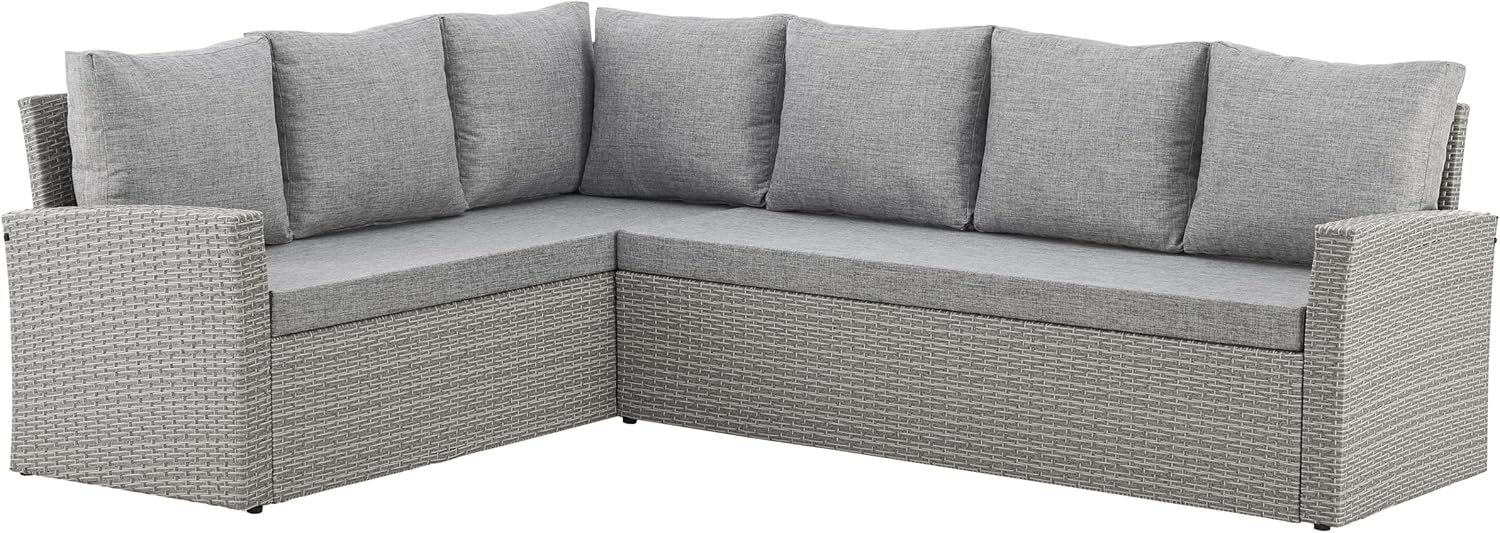 9 Seat Marilyn Corner Sofa &amp; Dining Rattan Garden Furniture Set for Indoor Outdoor Patios Gardens Conservatories (Mountain Grey)