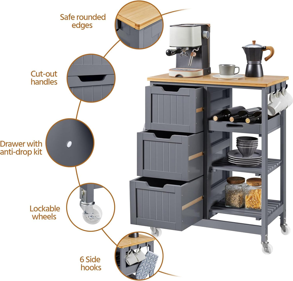 Kitchen Storage Trolley on Wheels