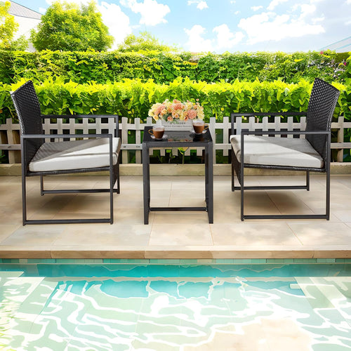 3 PCS Rattan Garden Furniture Set