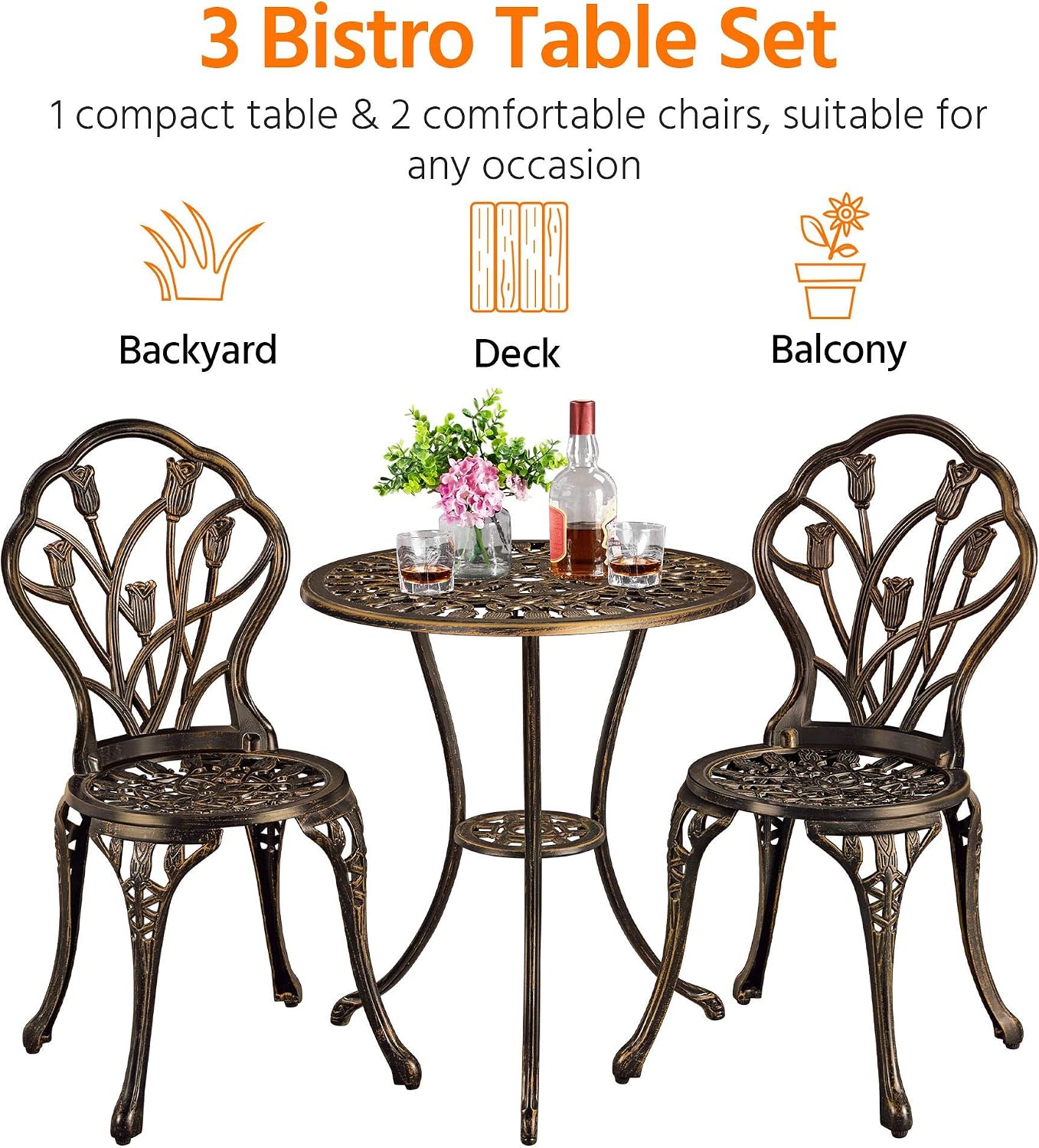 3 Piece Patio Bistro Set