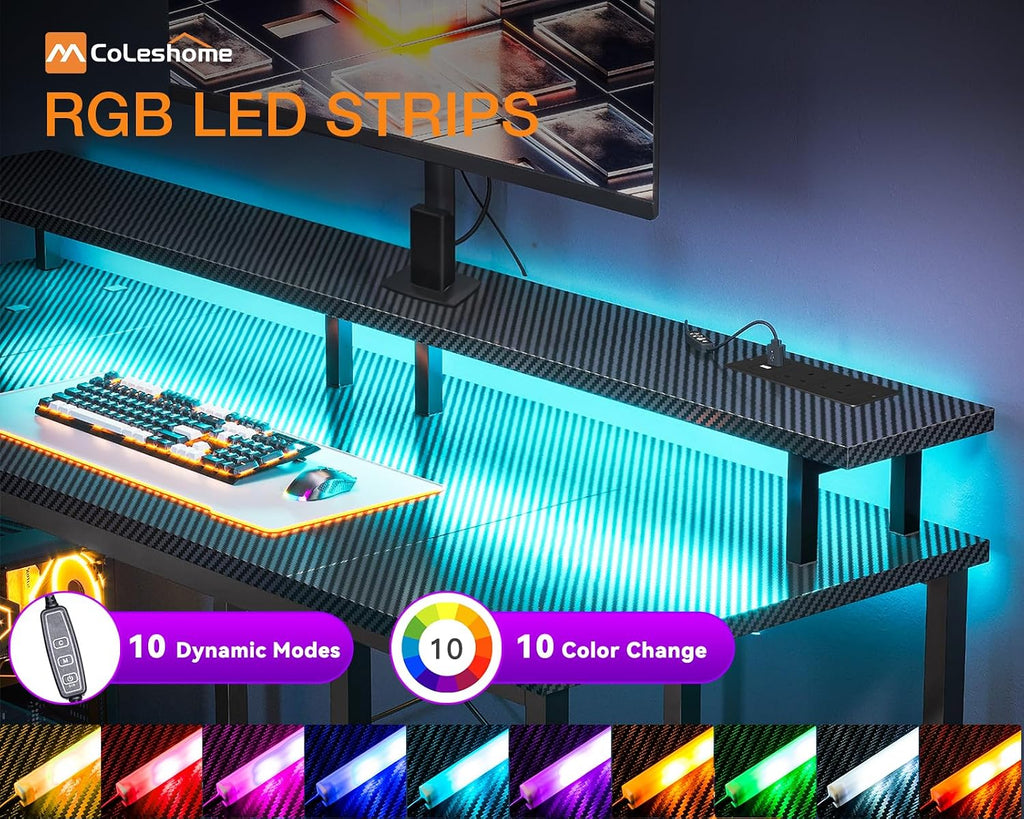 Gaming Desk with LED Lights