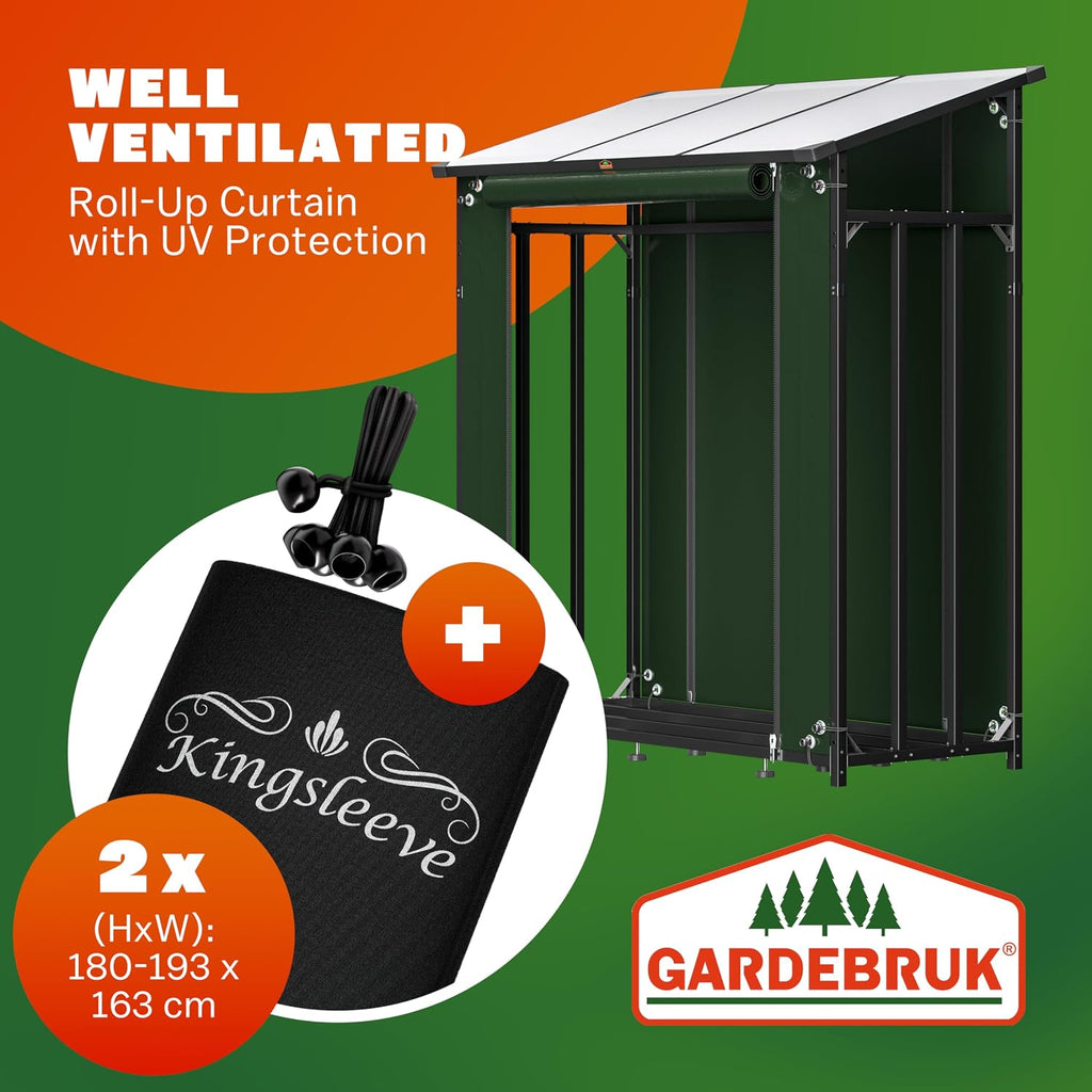 XXL Outdoor Steel Firewood Rack with Polycarbonate Roof &amp; Cover
