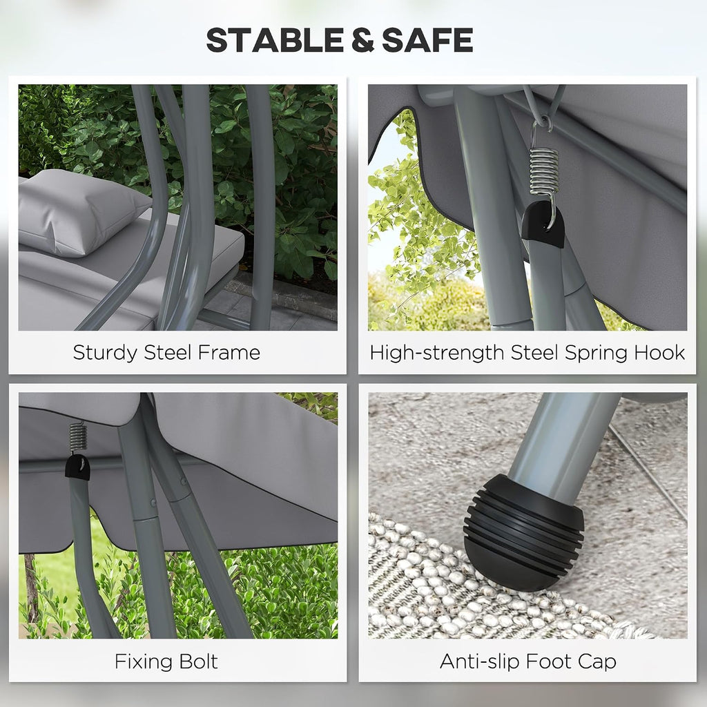 2-in-1 Garden Swing Seat Bed