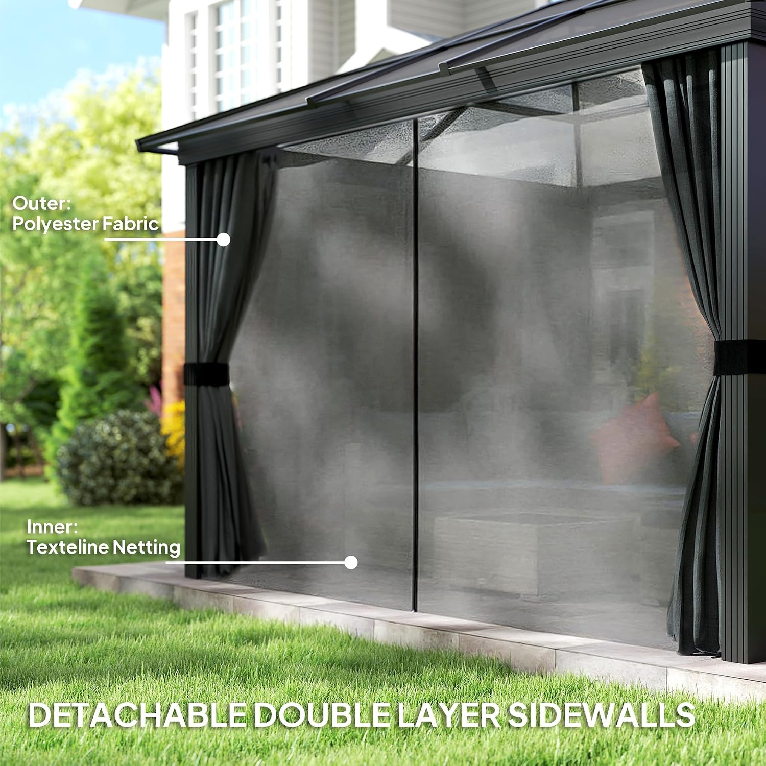 3 x 3.6m Hardtop Gazebo with UV Resistant Polycarbonate Roof &amp; Aluminium Frame
