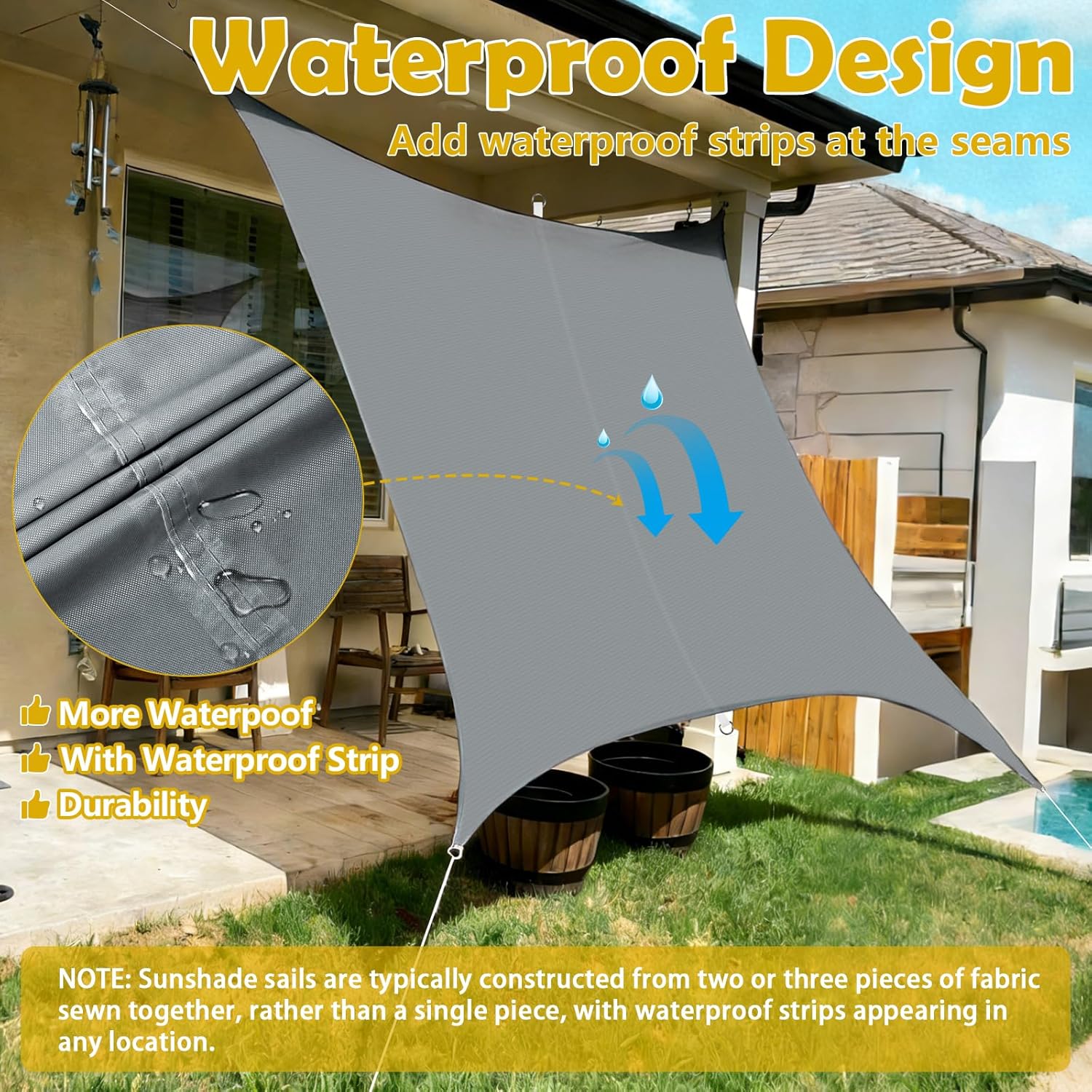 3m × 3m Waterproof Sun Shade Sail