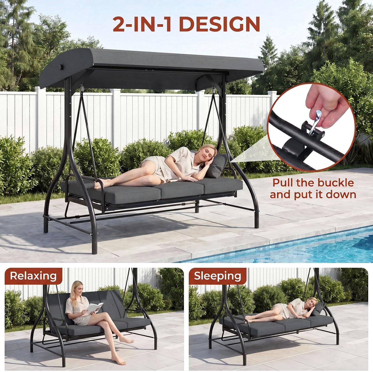 3 Seater Garden Swing