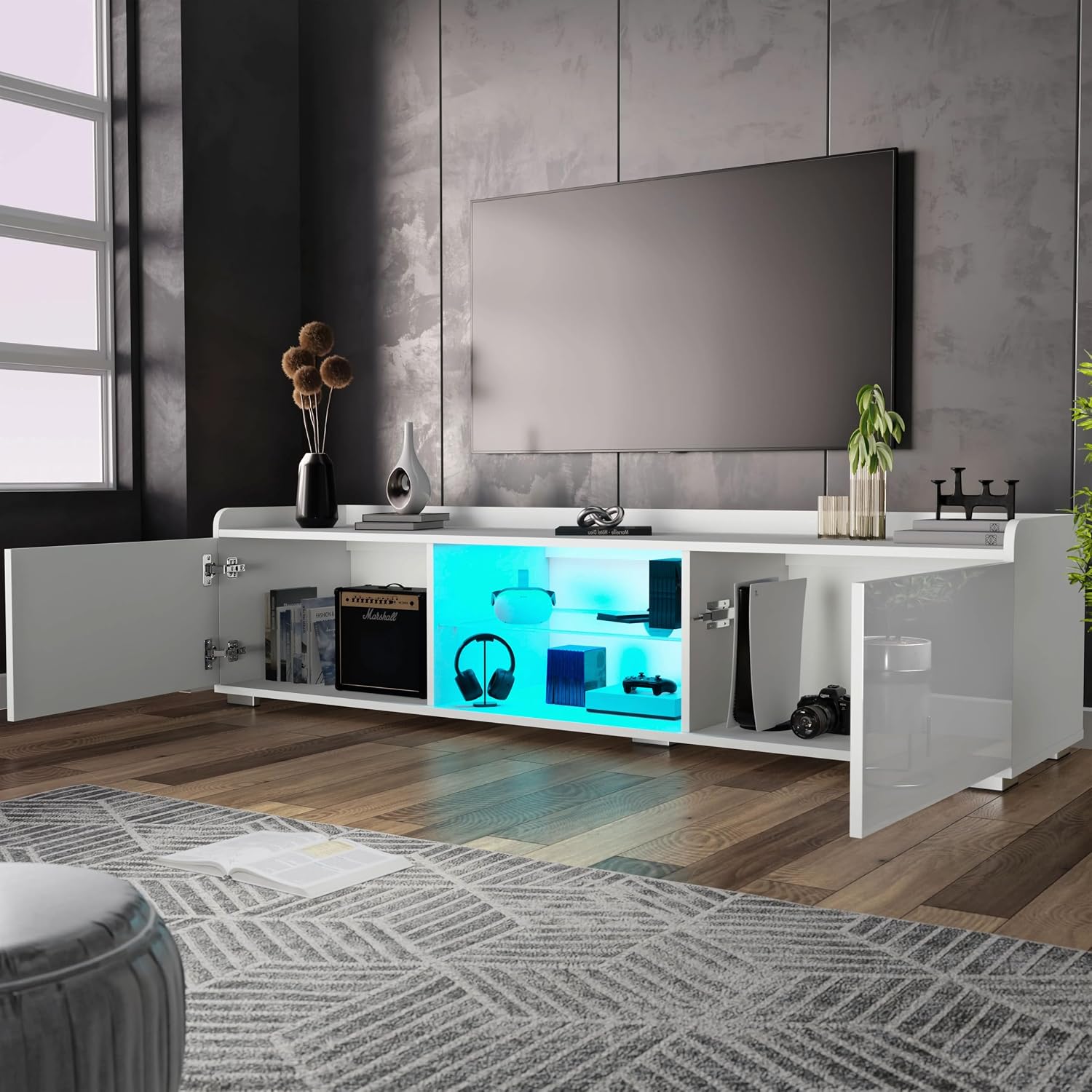 160cm Large White TV Unit