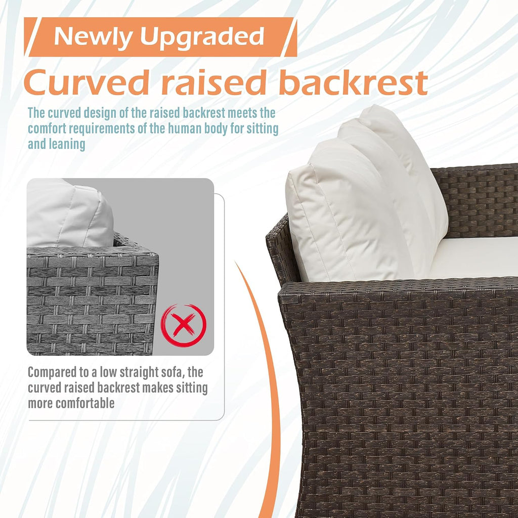 3-Piece Rattan Garden Furniture Set